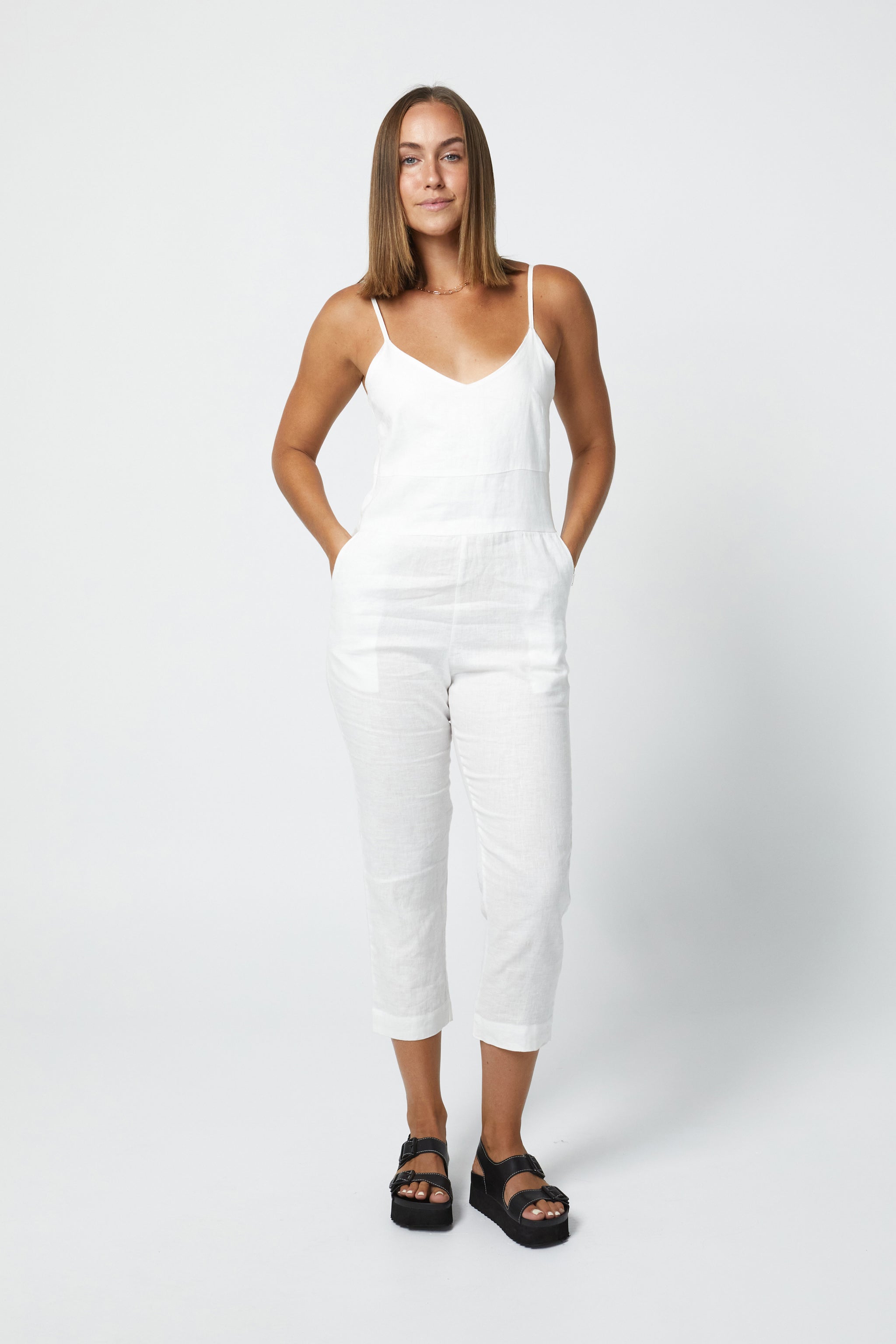 MARLEY LINEN JUMPSUIT WHITE Annex